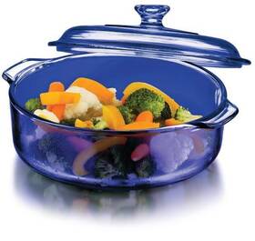 Libbey 031009741878 New Bakers Basics 3.2 Quart Round Cobalt Blue Casserole Baking Dish And Lid