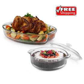 102856 Libbey Bakers Basics 2 Piece Glass Casserole Baking Dish Set With 1 Cover 102856 Libbey Bakers Basics 2 Piece Glass Casserole Baking Dish Set With 1 Cover