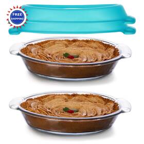 103222 Libbey Glass Pie Dish Set 9 Inch Round Baking Dishes Covered Plates Baker Lids