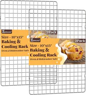 Rack-10x15-2pcs-silver Liemand Cooling Racks For Cooking And Baking - 2 Pcs 10 Inch X 15 Grid Wire Rack