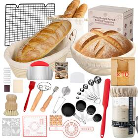 Lockincar 033455215303 52 Pcs Sourdough Starter Kit Bread Baking Supplies With 9 Inch Round &