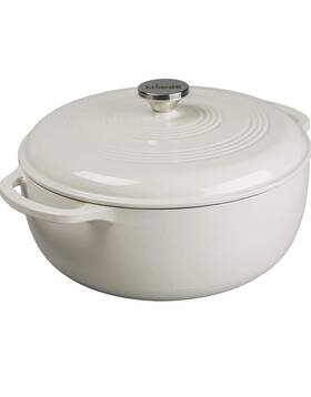 82617534 Lodge 7.5 Quart Cast Iron Enamel Dutch Oven Oyster