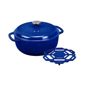 88233430 Lodge 6 Quart Cast Iron Enamel Dutch Oven Blue