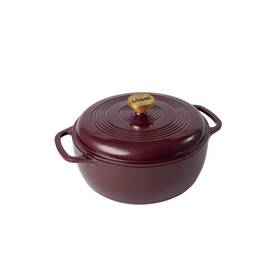 94452909 Lodge 6 Quart Cast Iron Enamel Dutch Oven Burgundy With Gold Handle