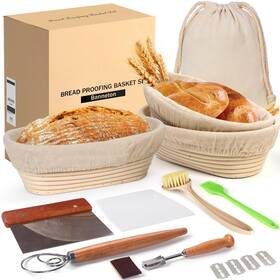 Lokeisna 764003442211 Banneton Bread Proofing Basket Set 11 Inch Sourdough And Bre Lokeisna 764003442211 Banneton Bread Proofing Basket Set 11 Inch Sourdough And Bre