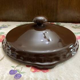 32334170 Longaberger Woven Traditions 6 Inch Pie Plate Lid -chocolate Brown