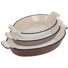 823313 Lot45 Enameled Cast Iron Baking Pan Set - 3pk Oval Shaped Glazed Oven Dish Casserol 823313 Lot45 Enameled Cast Iron Baking Pan Set - 3pk Oval Shaped Glazed Oven Dish Casserol