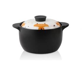 42025 Lotus Blue 6875/42025 5-quart Fox Cartoon Pattern Ceramic Casserole Dish Clay Pot Cookware