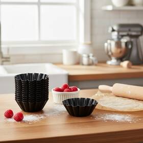 Lovedeal 674012839769 12 Packs Egg Tart Molds Mini Carbon Steel 2.6 Inch Pans Non-stick Reuseable
