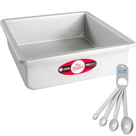 Lumintrailx 769923340241 Fat Daddios Square Cake Pan 9 X 3 Inch Silver With A Lumintrail Measuring Lumintrailx 769923340241 Fat Daddios Square Cake Pan 9 X 3 Inch Silver With A Lumintrail Measuring