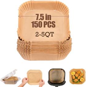 M-bestl 313107072024 7.5 Inch Square Air Fryer Parchment Paper Liners 150 Pcs For 2-5 Quart Cooking