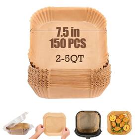M-bestl 755955686365 7.5 Inch Air Fryer Parchment Paper Liners Square 150 Pcs Non-stick &oil-proof