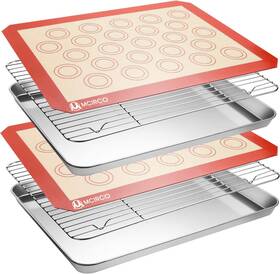 M Mcirco 313029792703 Stainless Steel Baking Sheet Tray Cooling Rack With Silicone Mat Set Coo