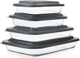 Gy-8004 M Mcirco 8-piece Deep Glass Baking Dish Set With Plastic Lids Rectangular Bakewa