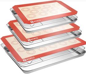 Huxi201 M Mcirco Stainless Steel Baking Sheet Tray Cooling Rack With Silicone Mat Set Coo