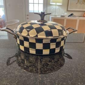 89253-540 Mackenzie-childs Courtly Check 5 Quart Casserole Hand Painted