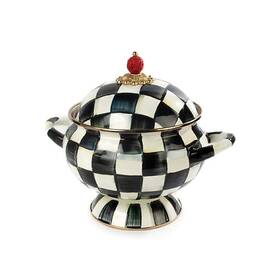 89922-40 Mackenzie-childs Courtly Check Soup Tureen Covered Casserole # 89922-40 Mackenzie-childs Courtly Check Soup Tureen Covered Casserole #