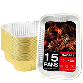 15lids Maesge House 15pack 13x9 9x13 Aluminum Pans With Lids 15 Pack Heavy Duty Gold Double Thick Dis