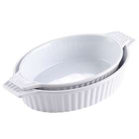 Malacasa 971697858363 Series Bake.bake Ceramic Oval Baking Dish Ivory White 12.75 Inch &14.5