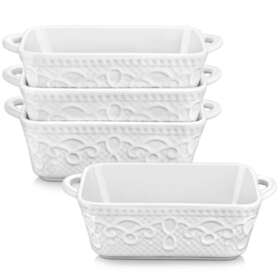 Malacasa 973106290870 Porcelain Multi-shape Mini Baking Dish Set Of 4 White Rectangular
