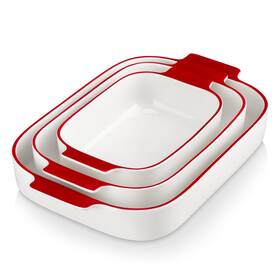 Bake-bake-037-rd Malacasa Casserole Dishes For Oven Ceramic Baking Set Of 3 Rectangul