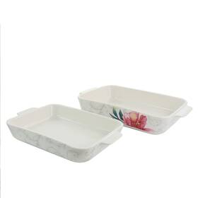 Martha Stewart 085081193094 Ceramic 2 Piece Baker Set White/floral 10 Inch Martha Stewart 085081193094 Ceramic 2 Piece Baker Set White/floral 10 Inch