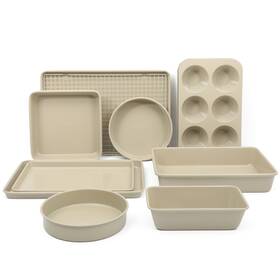 146413.10 Martha Stewart Gallen 10 Piece Baking Pans Ceramic Pfa Free Non Toxic Stick Bakeware Set