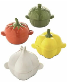 Martha Stewart 4 Ceramic 8 Oz Vegetable Cocottes Individual Casseroles Bakers