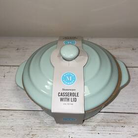 52065 Martha Stewart Mini Stoneware 5in Casserole With Lid - Mint Microwave And Oven Safe