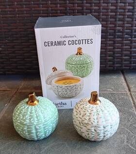 Martha Stewart 766380376967 Collectors Ceramic Cocottes Set Of 2 Pumpkins With Lids New