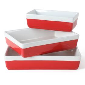 99433.03r Martha Stewart 3 Piece Oven To Table Stoneware Bakeware Baking Dish And Casserole Set Red