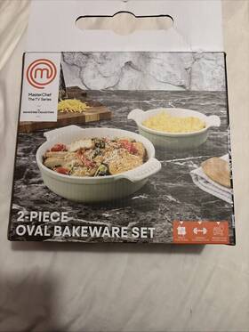 Masterchef 709996966306 New 2-piece Oval Bakeware Set Green Color Oven Microwave Safe