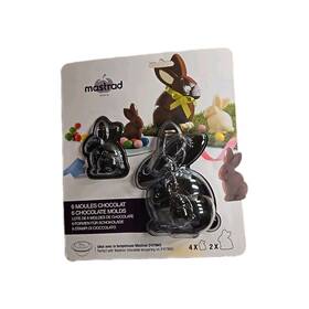 A48282 Mastrad Inc. Set/6 Clear Bunny Shaped Chocolate Molds - 4 Small 2 Large