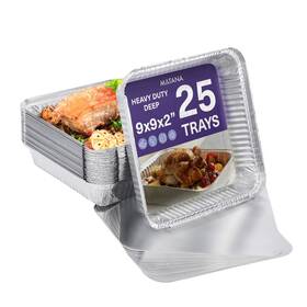 S0847 Matana 25 Pack 9x9 Aluminum Pans With Lids Lid Silver
