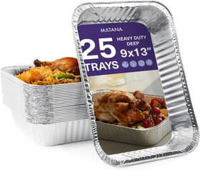 S0893 Matana 9x13 Aluminum Pans Foil Trays 25 Pack Disposable Baking Tin Pan H S0893 Matana 9x13 Aluminum Pans Foil Trays 25 Pack Disposable Baking Tin Pan H