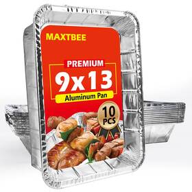 Maxtbee 840322307681 Aluminum Pans Foil 10 Pack 9x13 Disposable Trays Half Size Tin Hea Maxtbee 840322307681 Aluminum Pans Foil 10 Pack 9x13 Disposable Trays Half Size Tin Hea