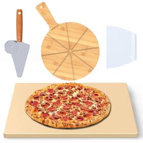 Mp-k106 Mepple Pizza Stone For Grill Oven Baking And Bbq With Peel Cutting Board Dual-