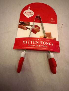 Merry Moments 061459236729 Holiday Santa Mittens/ Tongs / Pince - Festive Serving Utensil Aldi