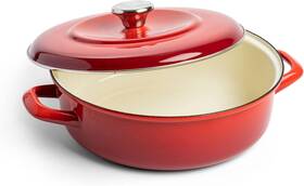 Cc003744-001 Merten & Storck And German Enameled Iron Round 4 Quart Casserole Braiser Lava Red