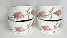 Up009 Mikasa Set Of 4 - Silk Flowers Inch Souffle Ramekin Baking Dish Ultra Ceram
