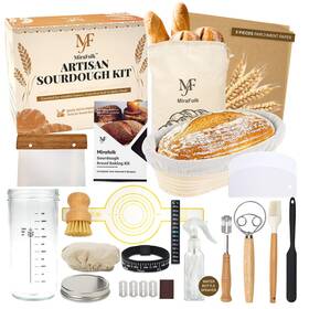Mirafolk 070004019105 Sourdough Starter Kit Bread Making With 10in Banneton Proofing Basket W Mirafolk 070004019105 Sourdough Starter Kit Bread Making With 10in Banneton Proofing Basket W