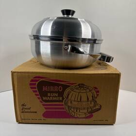 2001-km Mirro Vintage Aluminum Bun Warmer And Server 2001 Km Open Box