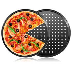 Mobp21 Mobzio 2pcs Pizza Pans For Oven Round With Holes 12 Inch Tray Baking Steel