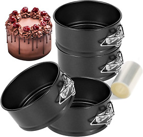 Moodcome Springform Cake Pan Set Of 4 Inch Steel Nonstick Layered Leakproof B