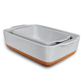 22-s3-mcty-0099 Mora Ceramics Hit Pause Ceramic Set Of 2 Baking Dishes For Casserole Banana Bread Brownies Br