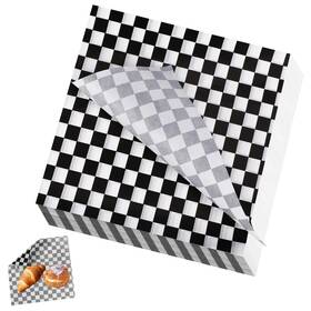559913 Mozeat Lens 100 Pcs Food Paper Sheets Dry Wax Black And White Checkered 7.1