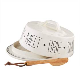 Mud Pie 718540670736 Bistro Brie Baker Dish 4 1/4 Inch X 8 Dia Spreader 5 White