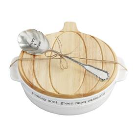 Mud Pie 718540708972 White Green Bean Casserole Pumpkin Baker Set 9 Inch X 10.5 Dish