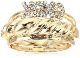 Mud Pie 718540734247 Womens Sentiment Layering Rings Navy Size