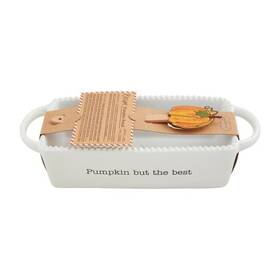 Mud Pie 718540926086 Pumpkin Bread Baker Set Ceramic Baking Dish Features Debossed Design
